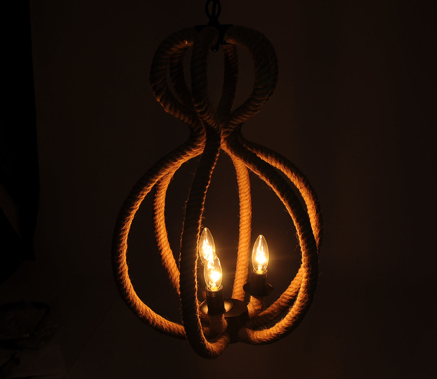 15" x 15" x 47.5" 3 Bulbs,Rope - Pendant Lamp