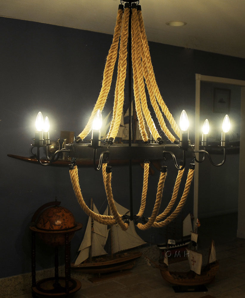 35.5" x 35.5" x 47" 8 Bulbs, Large, Rope - Pendant Lamp