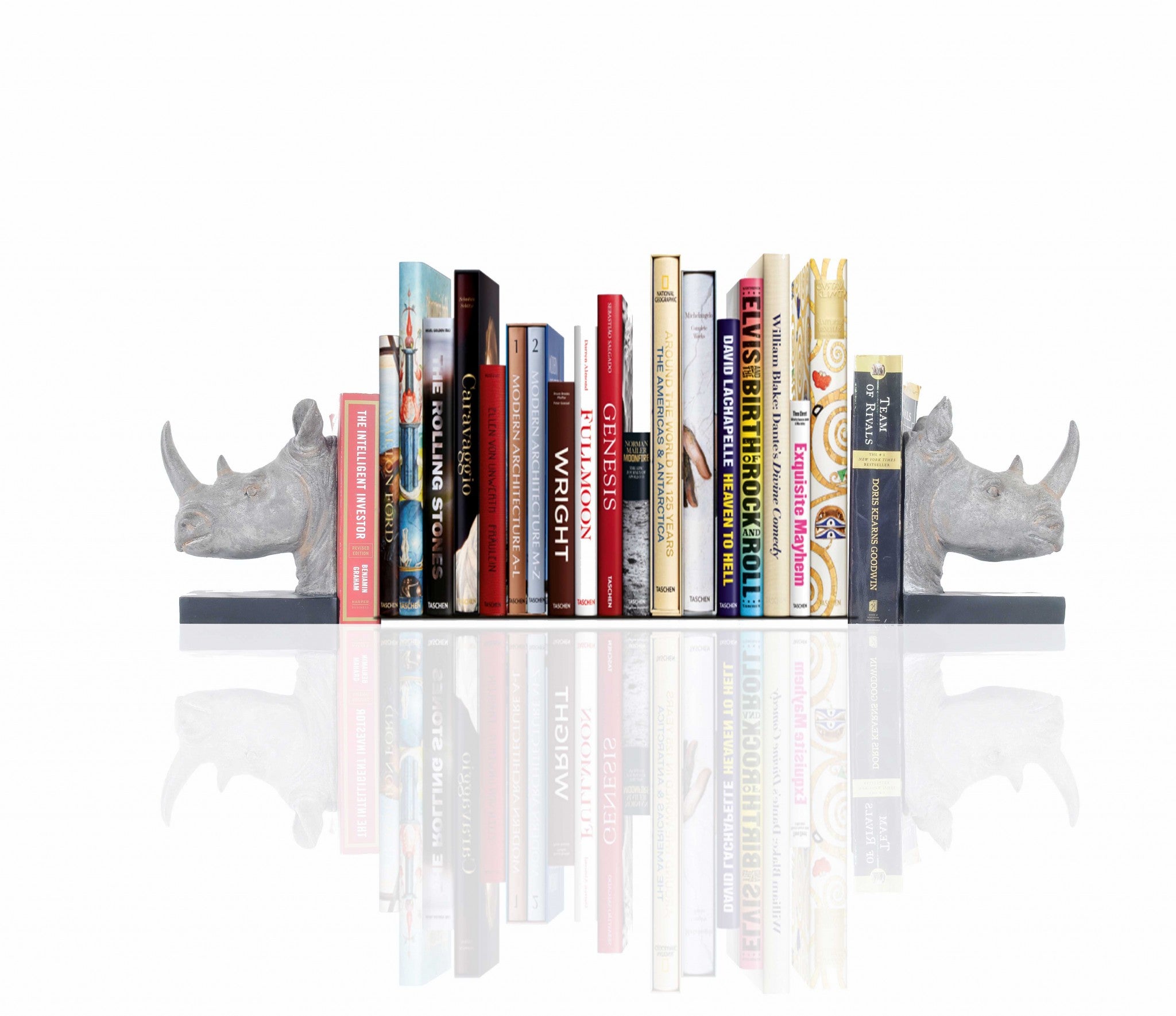 6" x 6.5" x 8" Rhino Head Bookend Set of 2
