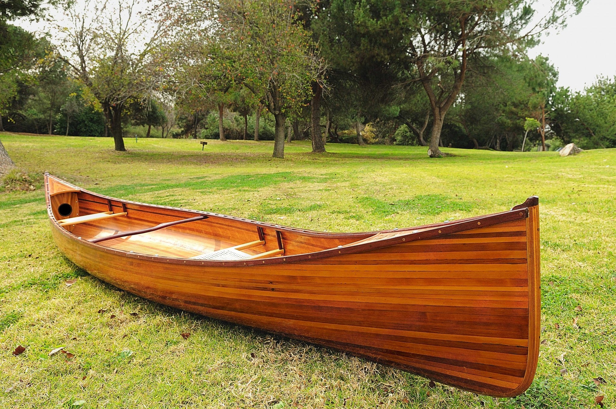 35.5" x 216" x 27" Wooden Canoe