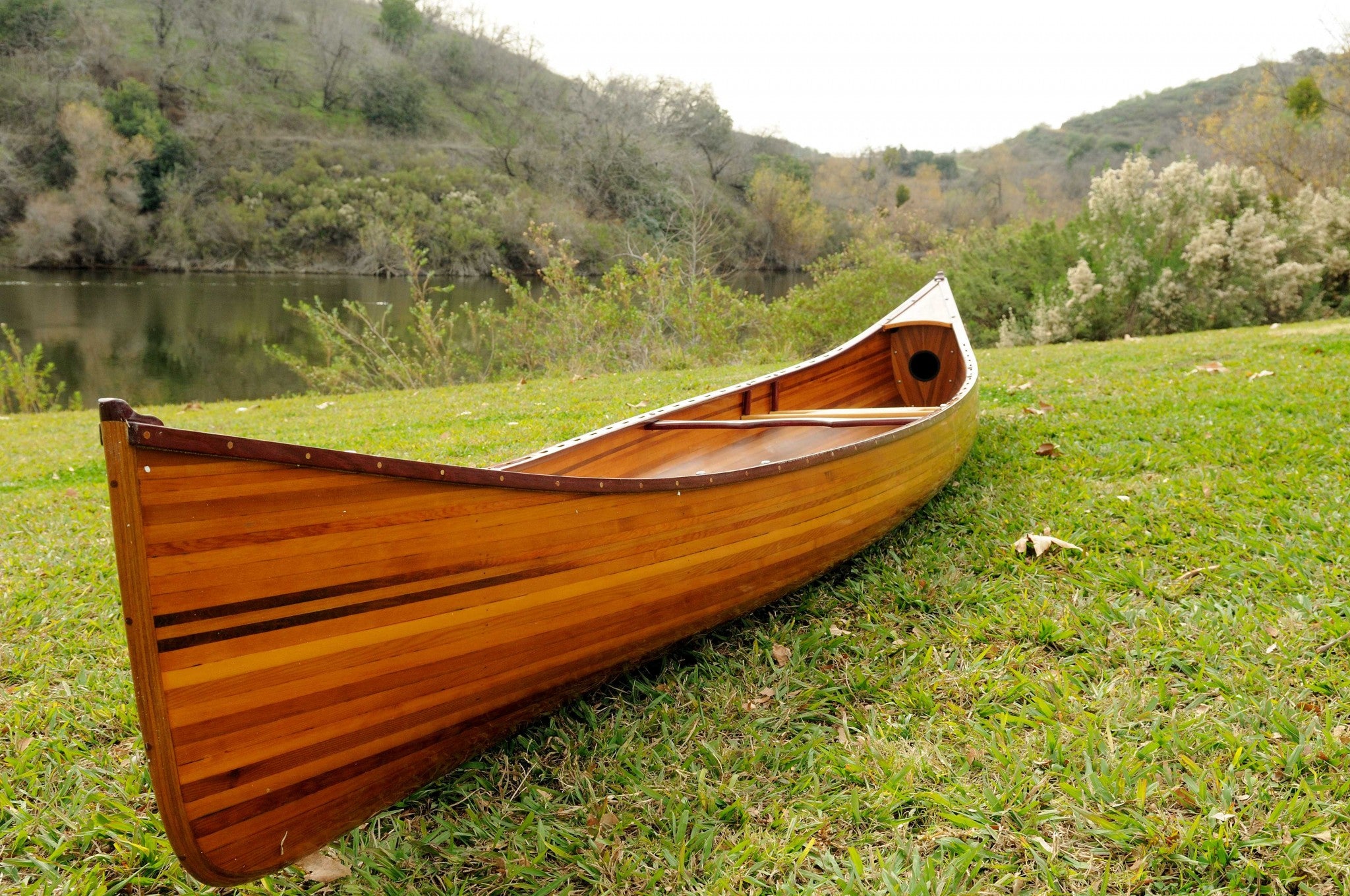 31.5" x 187.5" x 24" Wooden Canoe