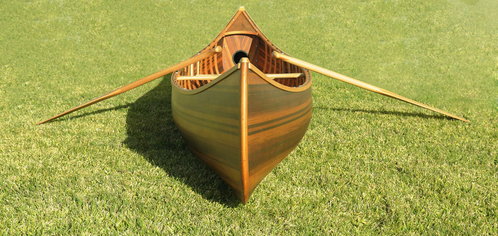 26.25" x 118.5" x 16"  Matte Finish, Wooden Canoe With Ribs Curved Bow