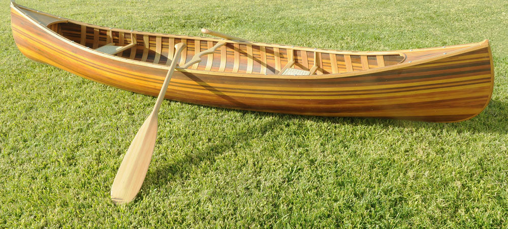 26.25" x 118.5" x 16"  Matte Finish, Wooden Canoe With Ribs Curved Bow