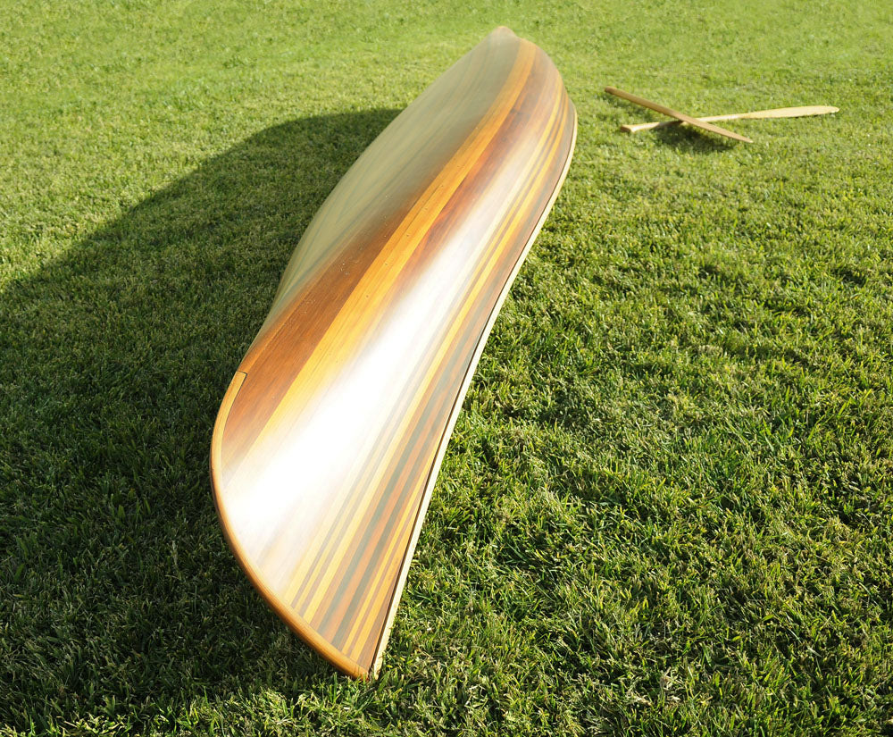 26.25" x 118.5" x 16"  Matte Finish, Wooden Canoe With Ribs Curved Bow