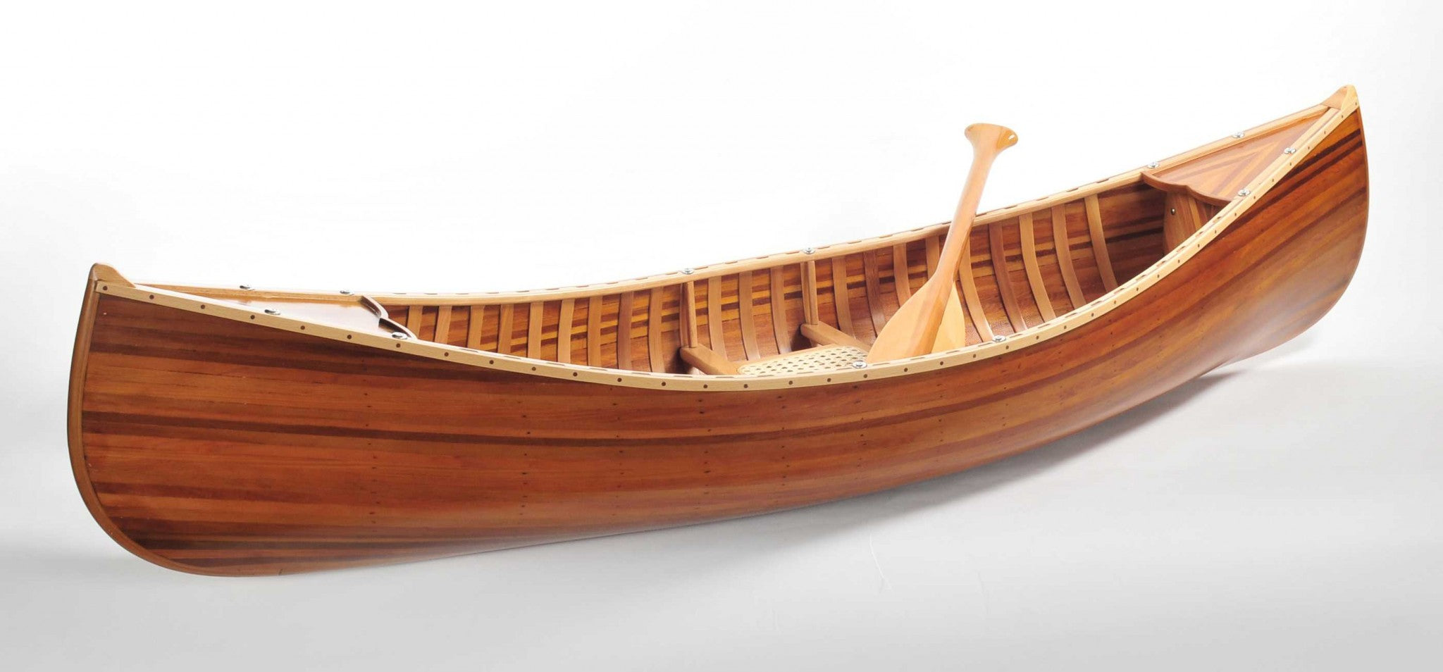 20.25" x 70.5" x 15" Wooden Canoe With Ribs Matte Finish