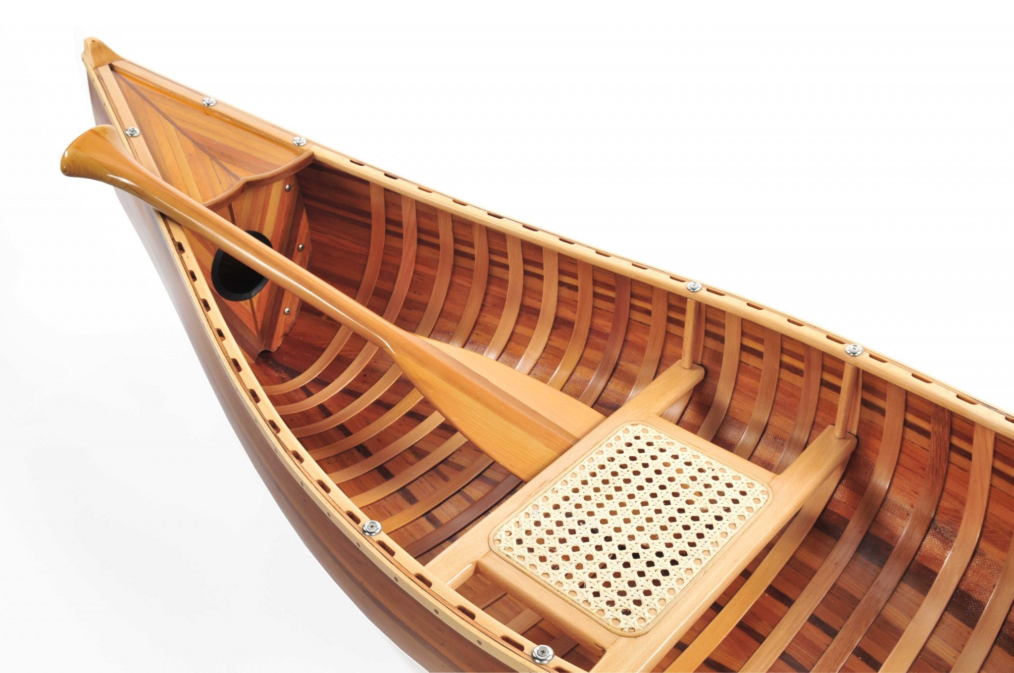 20.25" x 70.5" x 15" Wooden Canoe With Ribs Matte Finish
