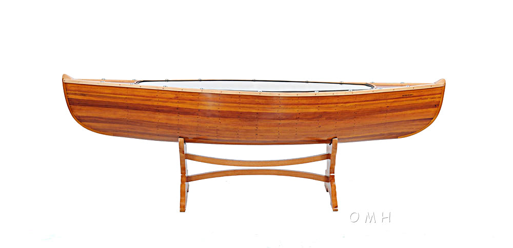 16.75" x 59.5" x 19.75" Wooden Canoe - Table