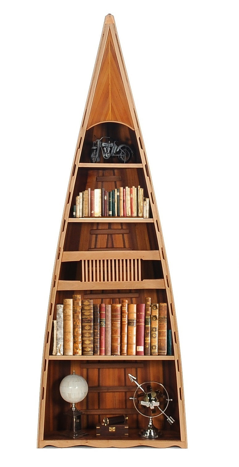 31" x 90" x 20.5" Wooden Canoe - Book Shelf