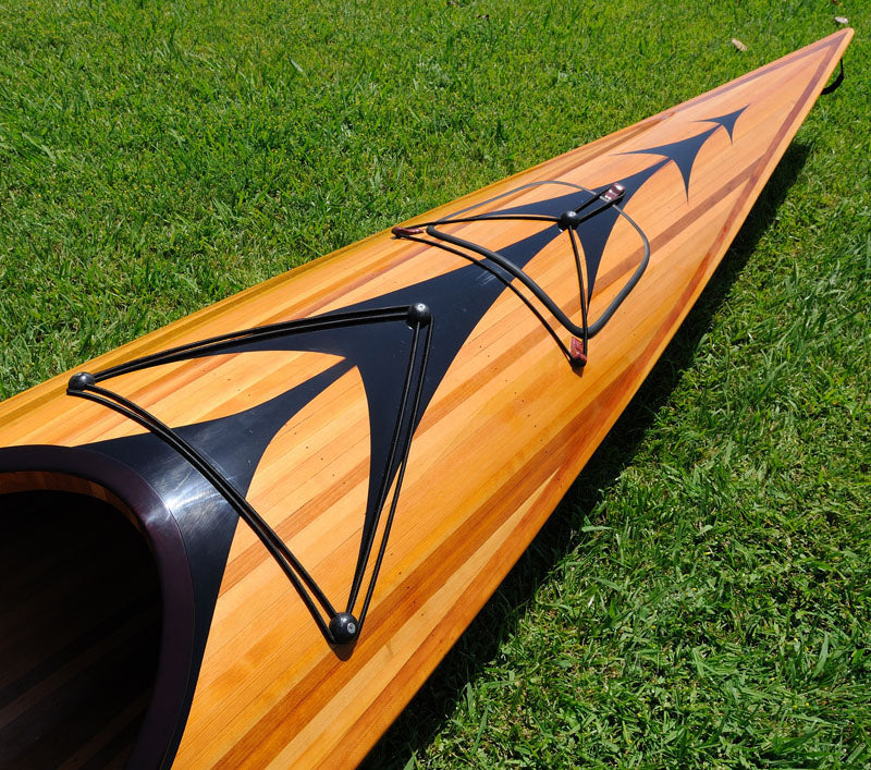 23" x 206" x 13" Wooden Kayak with Arrows Design