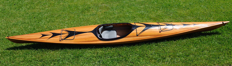 23" x 206" x 13" Wooden Kayak with Arrows Design