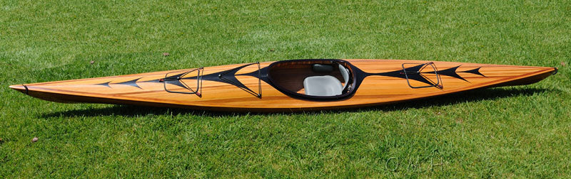 23" x 206" x 13" Wooden Kayak with Arrows Design