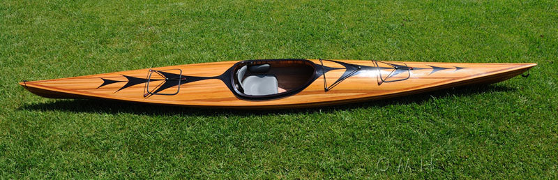 23" x 206" x 13" Wooden Kayak with Arrows Design