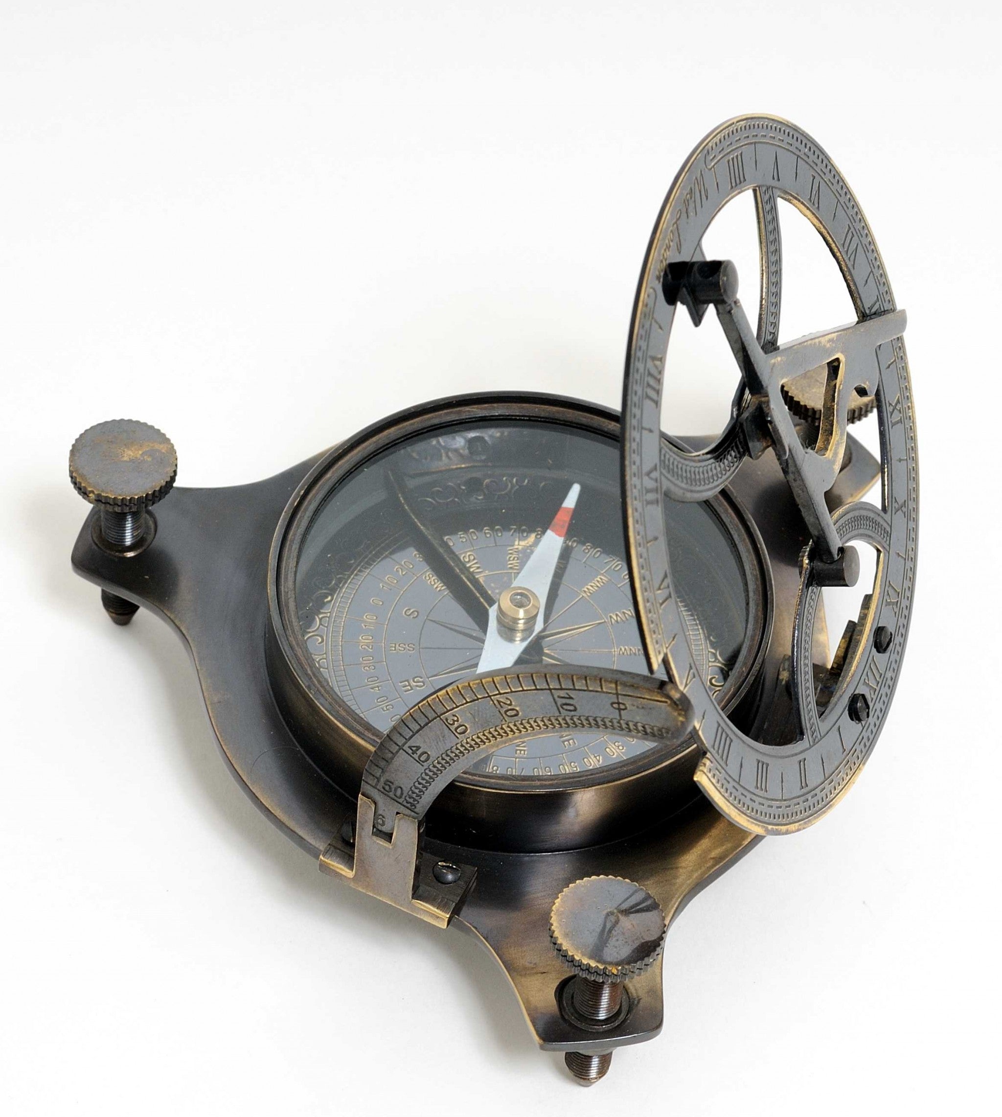 3.25" x 3.25" x 3.25" Sundial Compass in Wood Box - Small