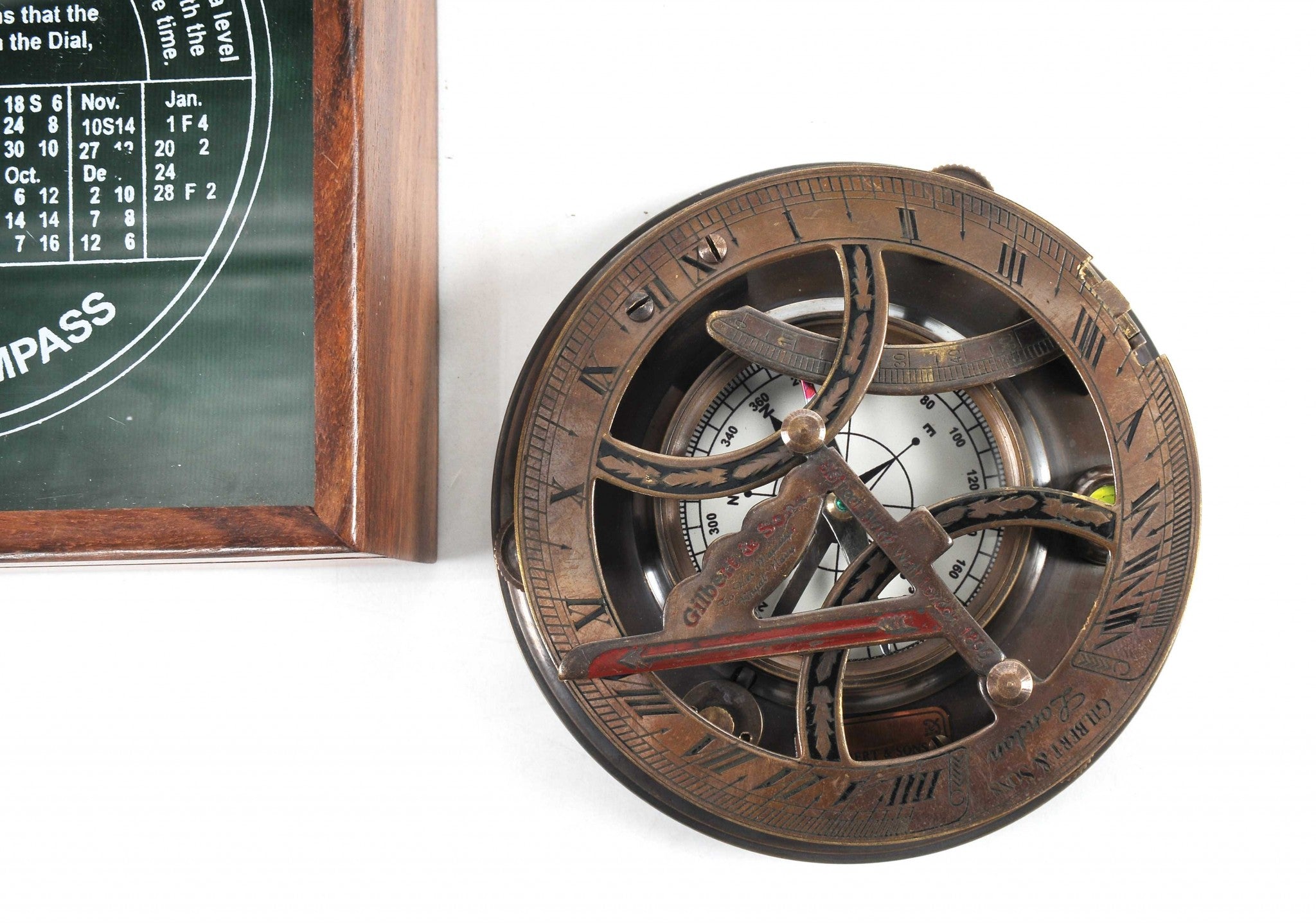 5" x 5" x 4" Sundial Compass in Wood Box - Large
