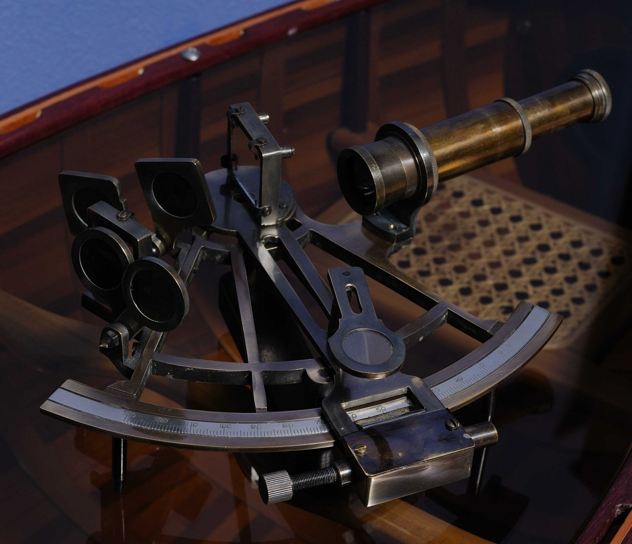 8.5" x 8" x 4.5" Nautical Sextant in Wood Box - Large