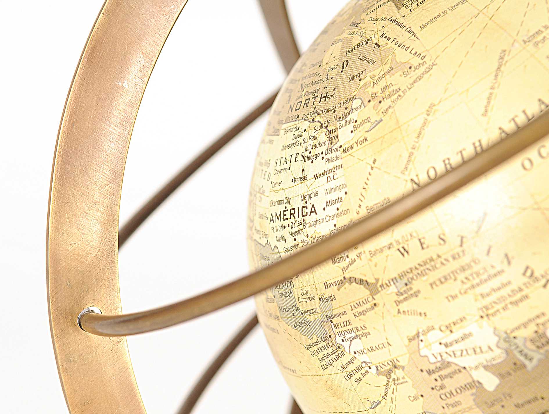8" x 7.5" x 16.5" Globe in Brass Rings