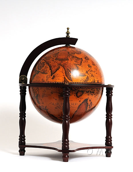 17" x 17" x 22" Red, Globe Bar - 4 Legged Stand