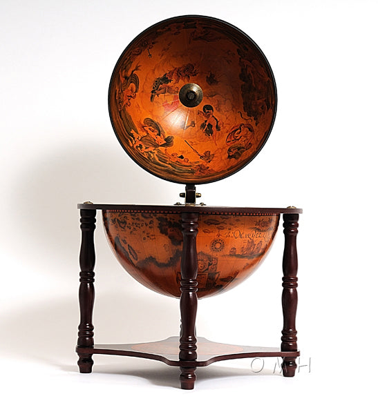 17" x 17" x 22" Red, Globe Bar - 4 Legged Stand