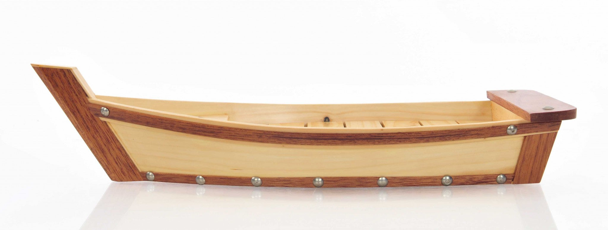 6.25" x 16.75" x 3.37"  Small, Wooden, Sushi Boat - Serving Tray
