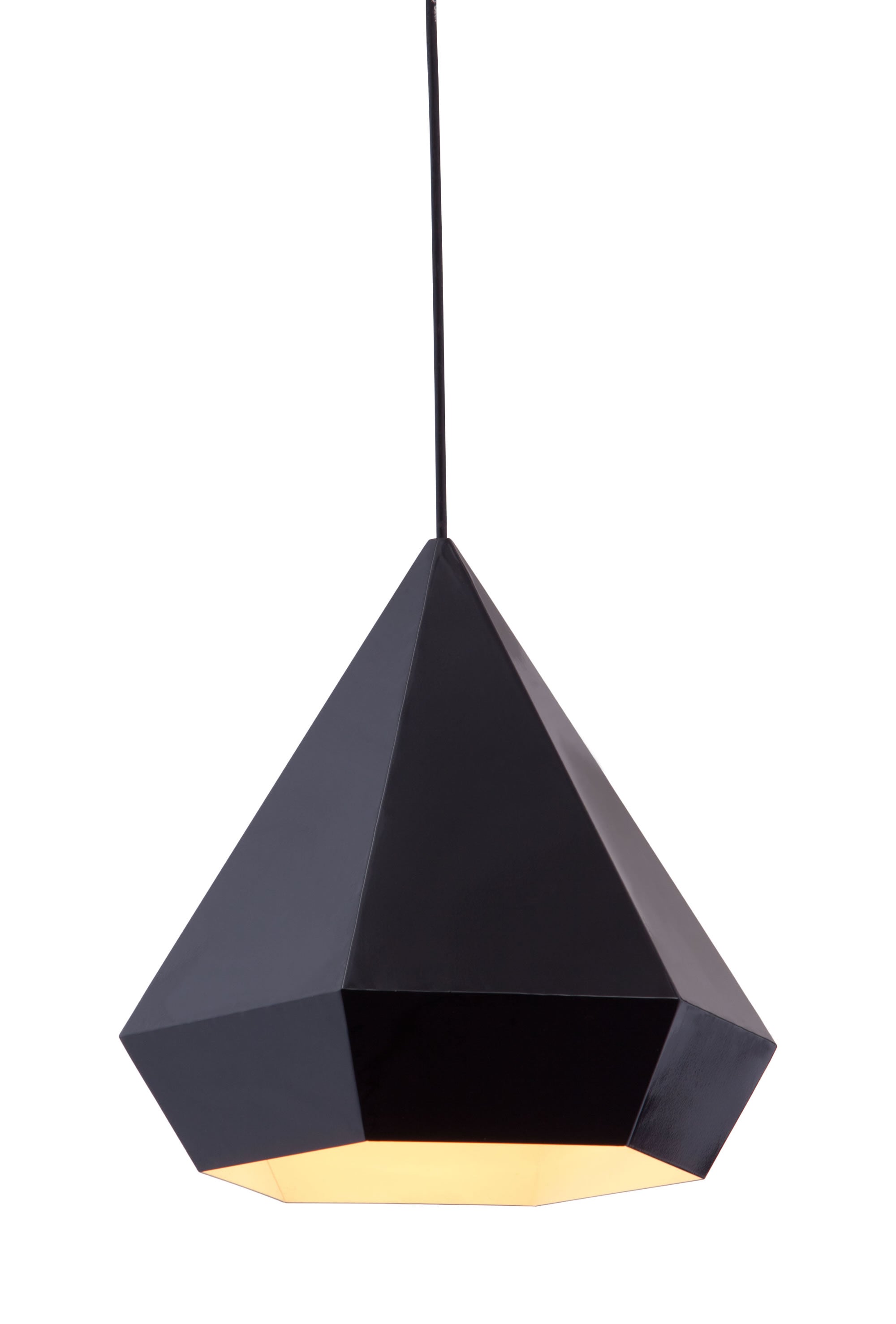 13.8" x 13.8" x 13" Black, Painted Metal, Steel, Ceiling Lamp