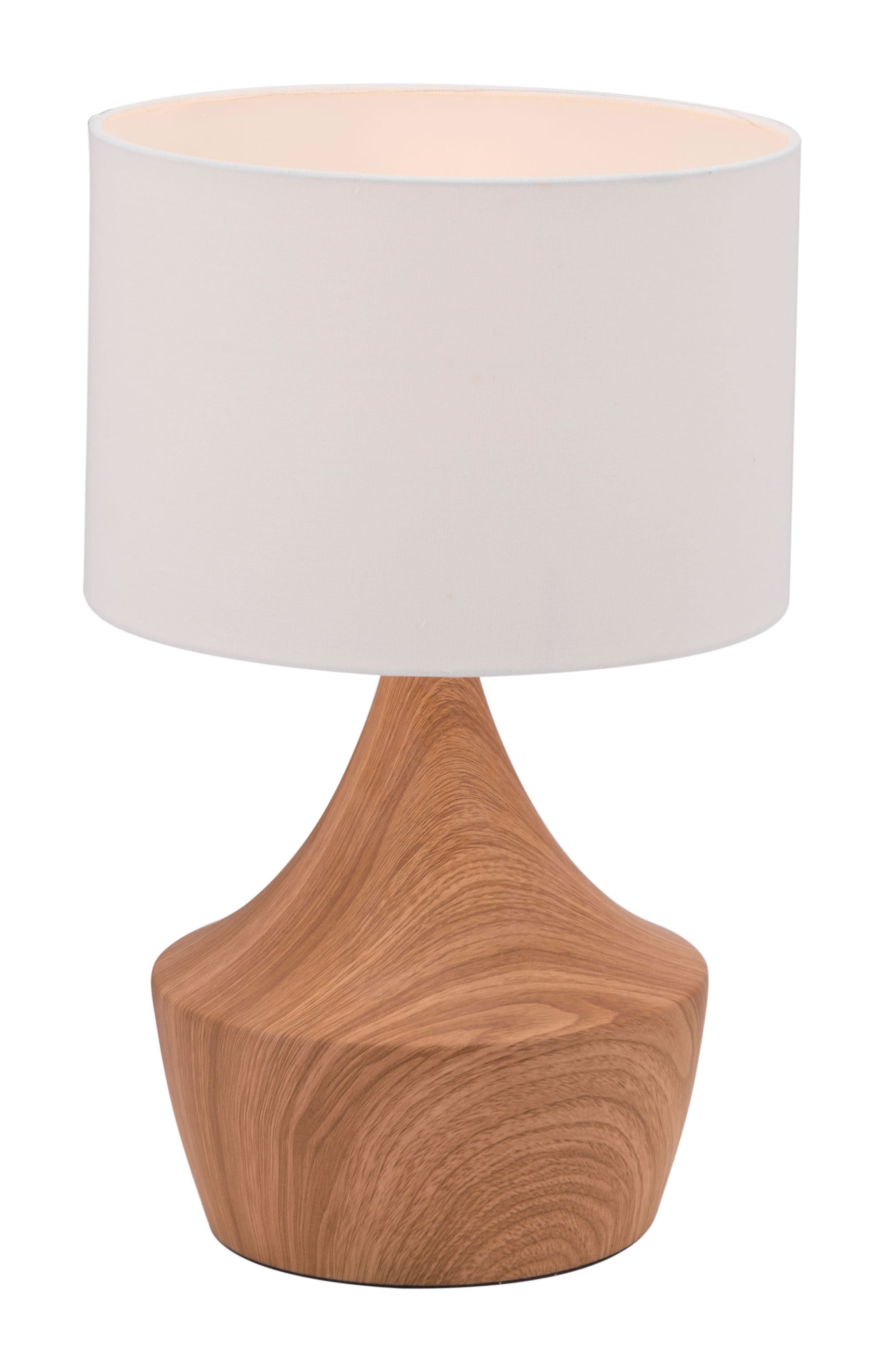 11.8" x 11.8" x 18.7" White & Brown, Polyblend, Steel, Table Lamp