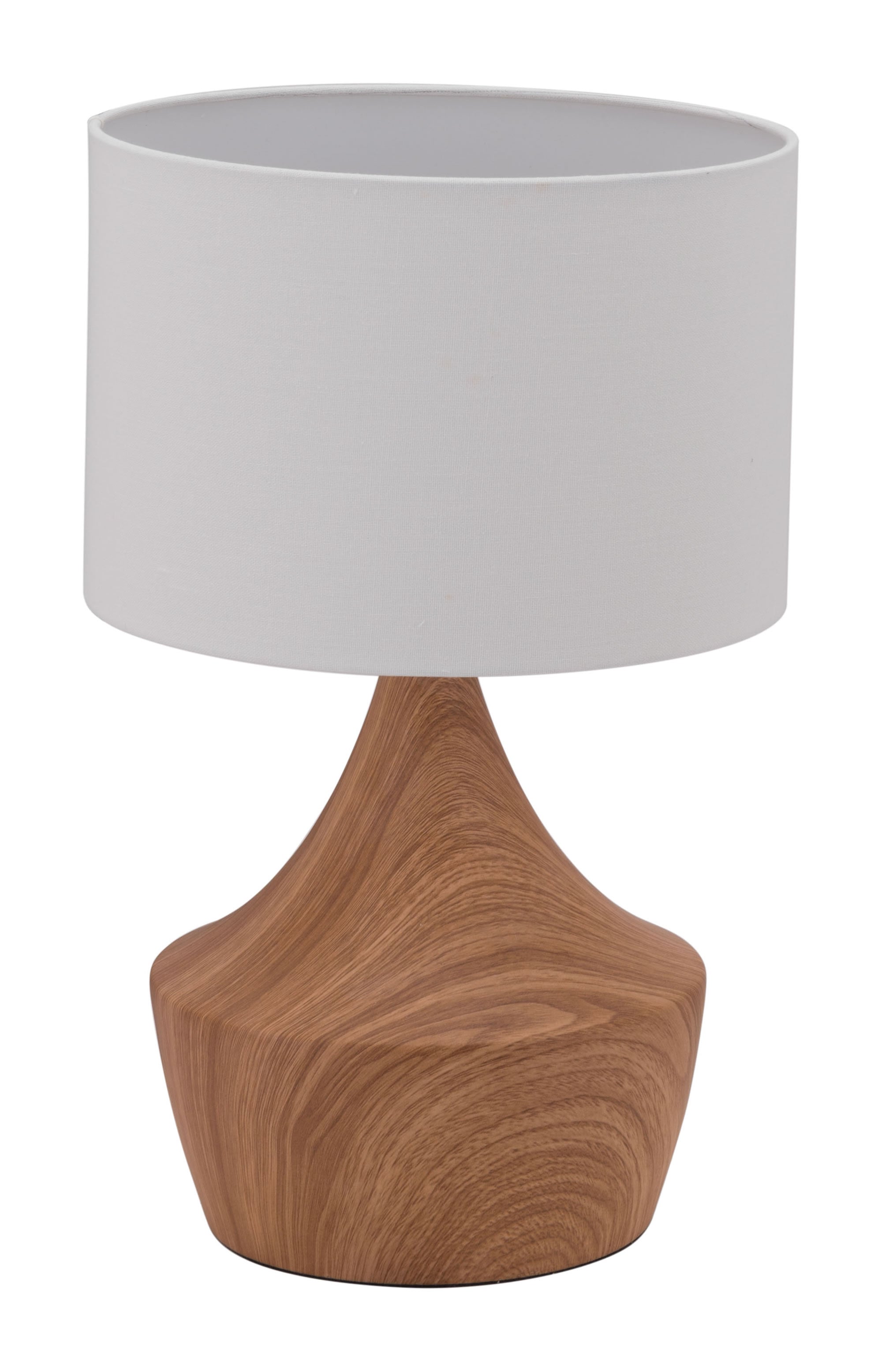 11.8" x 11.8" x 18.7" White & Brown, Polyblend, Steel, Table Lamp