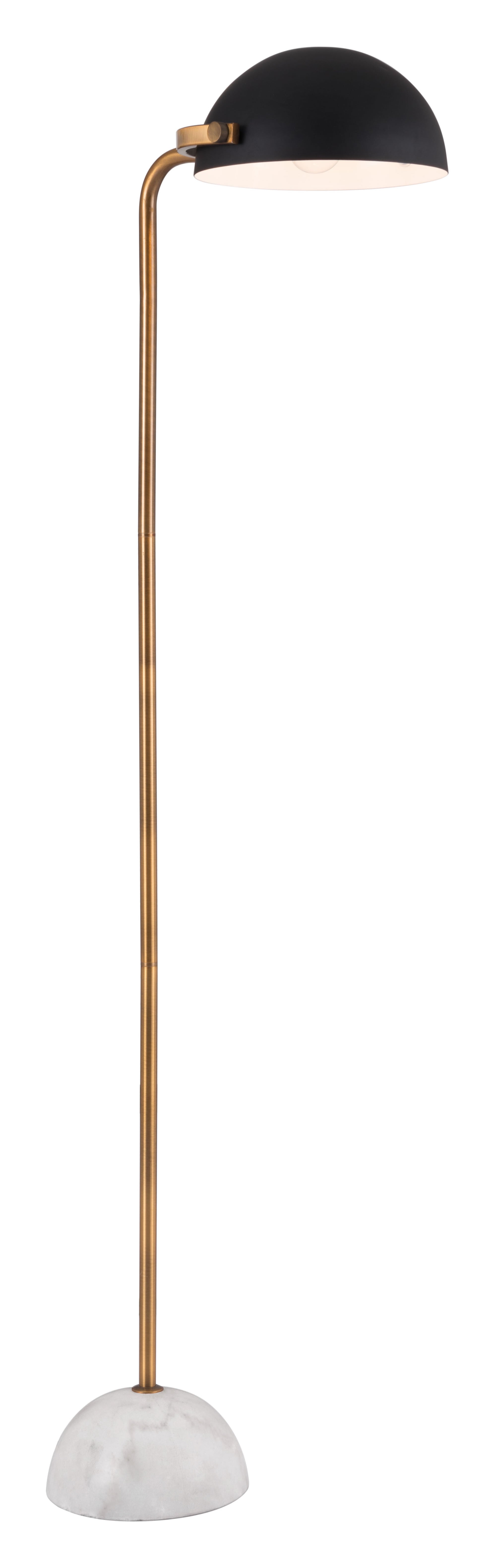 18.5" x 11.8" x 60.6" Black, Steel & Marble, Floor Lamp