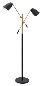 47.2" x 7.9" x 70.9" Matte Black & Brass, Steel & Marble, Floor Lamp
