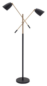 47.2" x 7.9" x 70.9" Matte Black & Brass, Steel & Marble, Floor Lamp