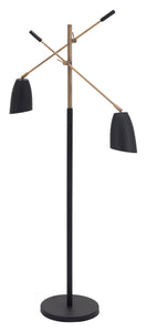 47.2" x 7.9" x 70.9" Matte Black & Brass, Steel & Marble, Floor Lamp