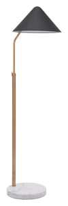 19.3" x 16.5" x 55.5" Black, Steel & Marble, Floor Lamp