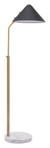 19.3" x 16.5" x 55.5" Black, Steel & Marble, Floor Lamp