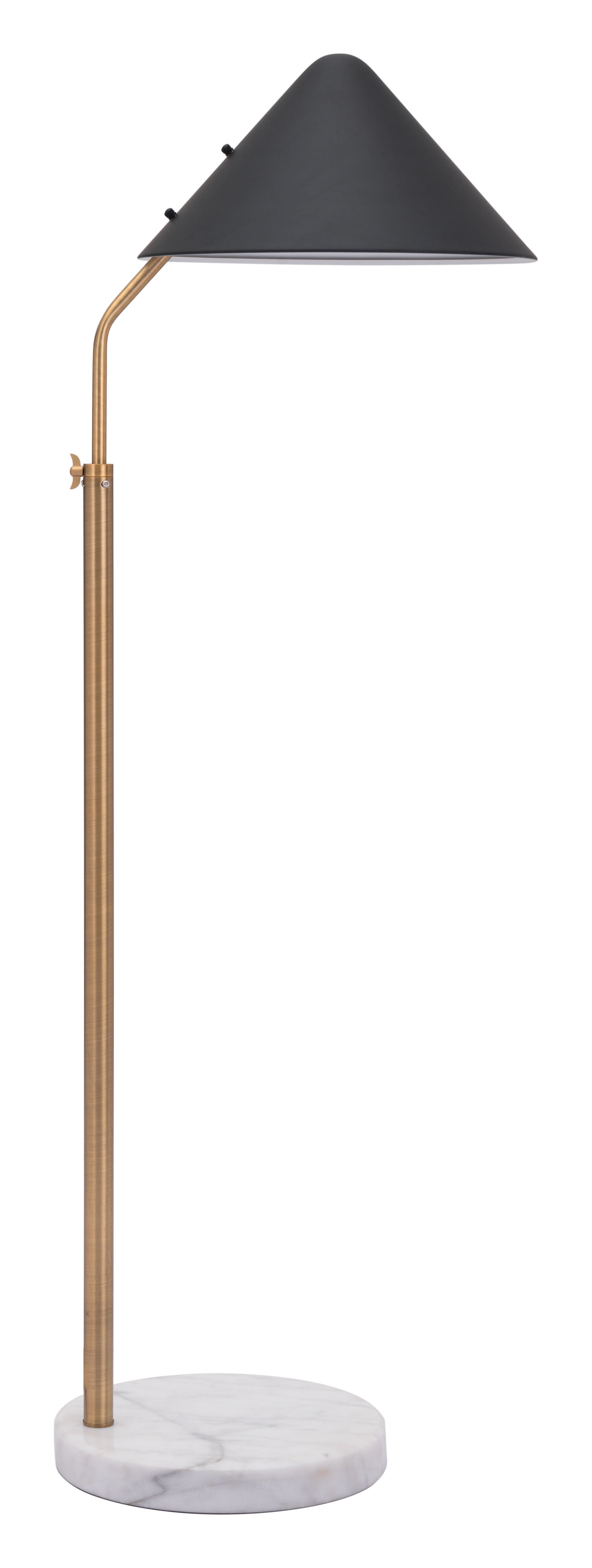 19.3" x 16.5" x 55.5" Black, Steel & Marble, Floor Lamp