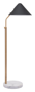 19.3" x 16.5" x 55.5" Black, Steel & Marble, Floor Lamp