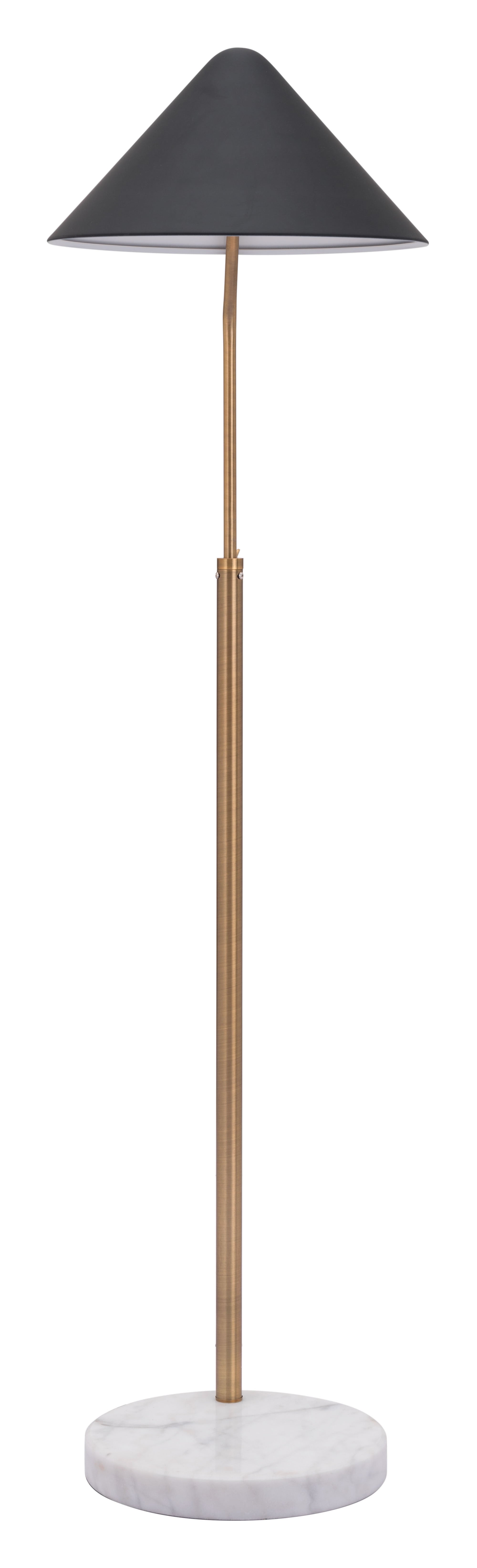 19.3" x 16.5" x 55.5" Black, Steel & Marble, Floor Lamp