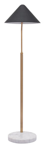 19.3" x 16.5" x 55.5" Black, Steel & Marble, Floor Lamp
