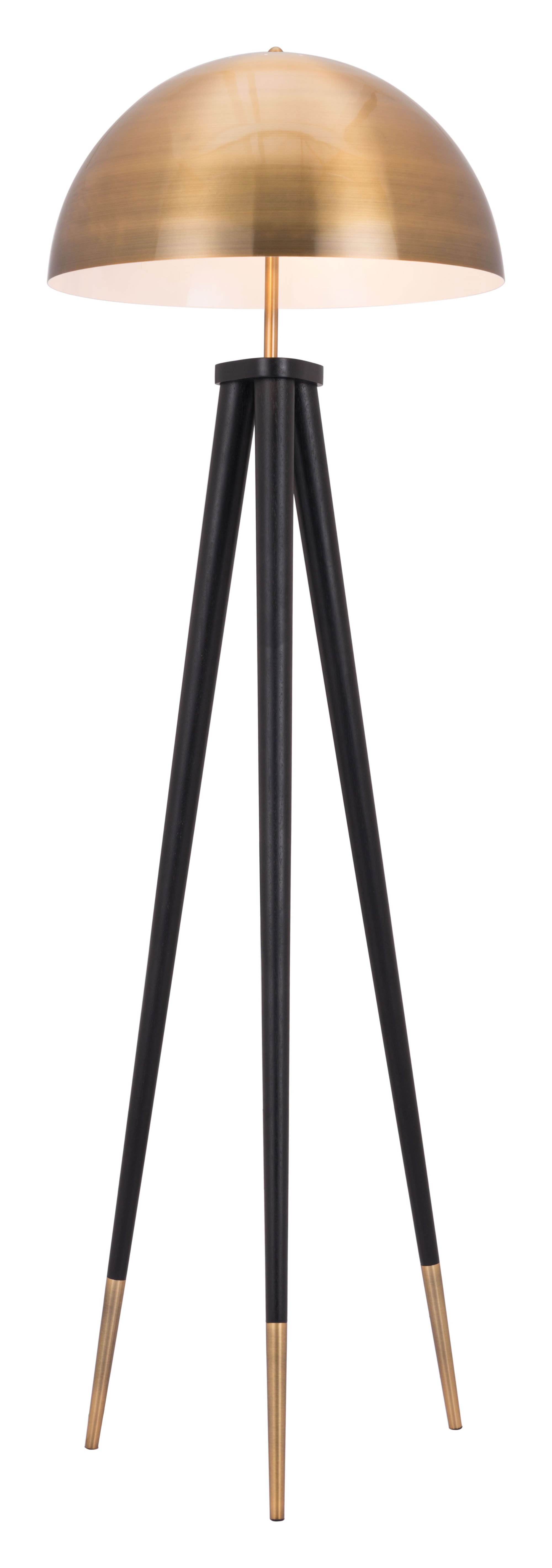 19.9" x 19.9" x 61.6" Brass & Black, Steel, Floor Lamp