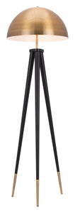 19.9" x 19.9" x 61.6" Brass & Black, Steel, Floor Lamp