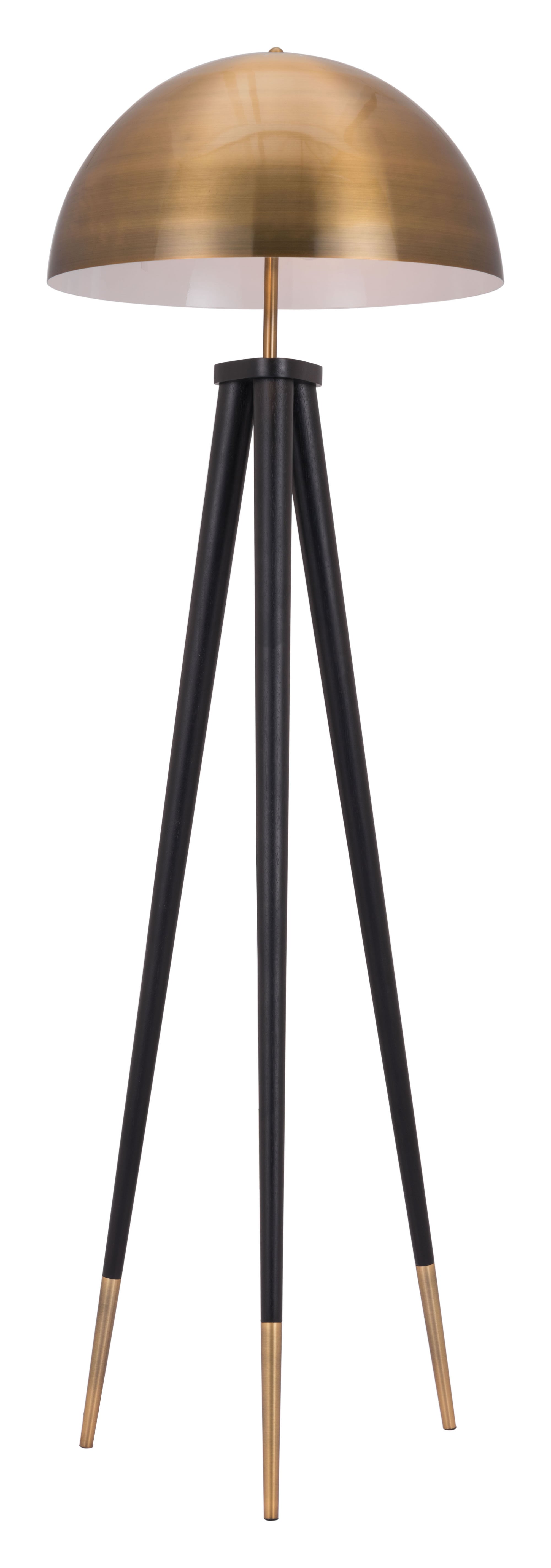 19.9" x 19.9" x 61.6" Brass & Black, Steel, Floor Lamp
