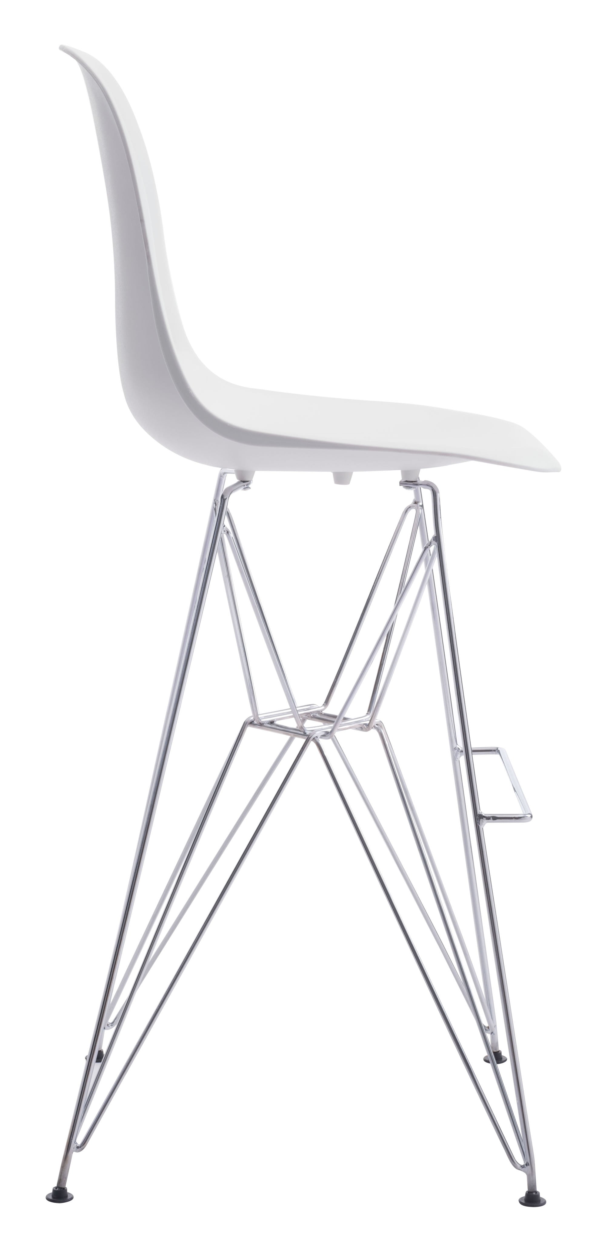 19" x 20.3" x 44" White, Polypropylene, Chromed Steel, Bar Chair