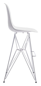 19" x 20.3" x 44" White, Polypropylene, Chromed Steel, Bar Chair