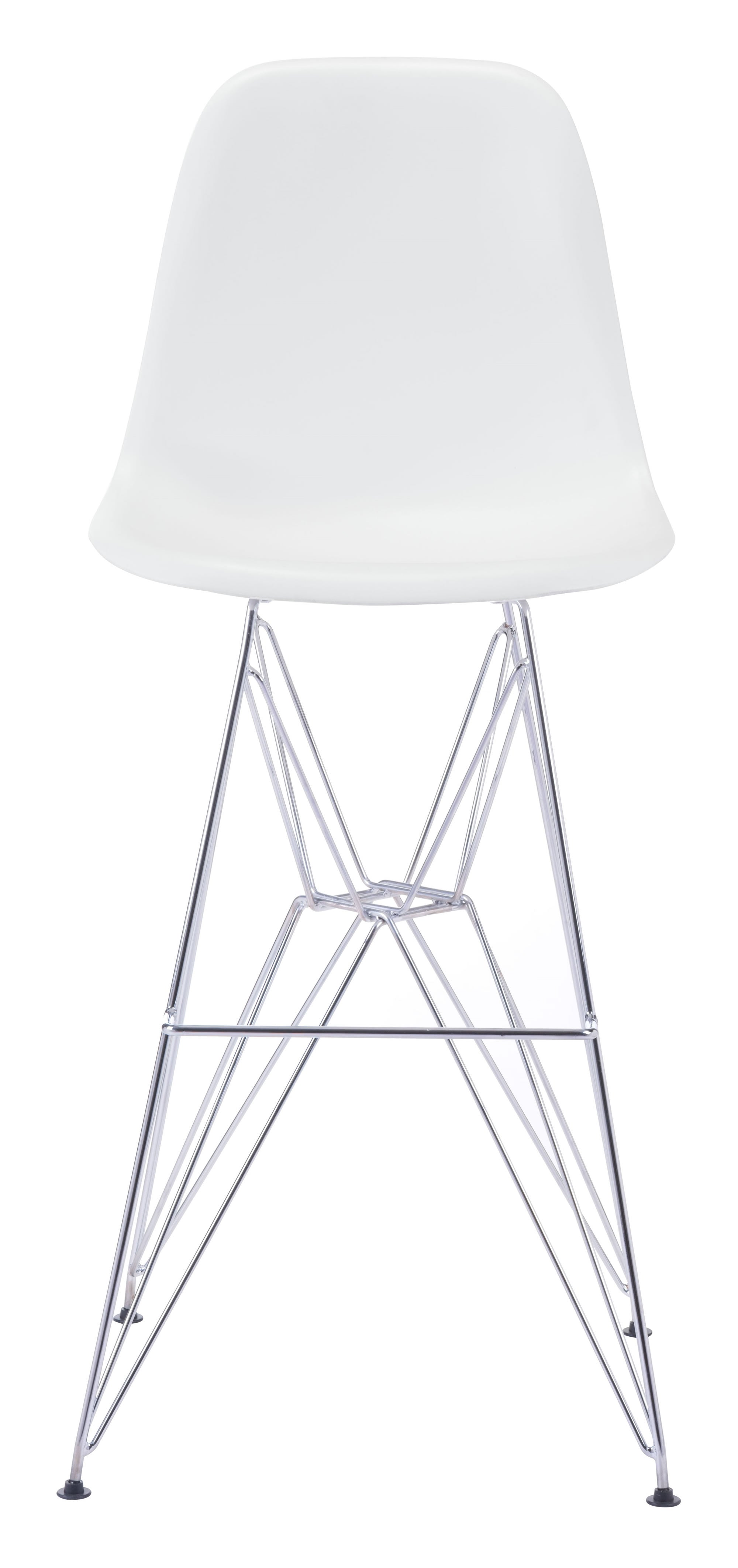 19" x 20.3" x 44" White, Polypropylene, Chromed Steel, Bar Chair