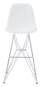 19" x 20.3" x 44" White, Polypropylene, Chromed Steel, Bar Chair