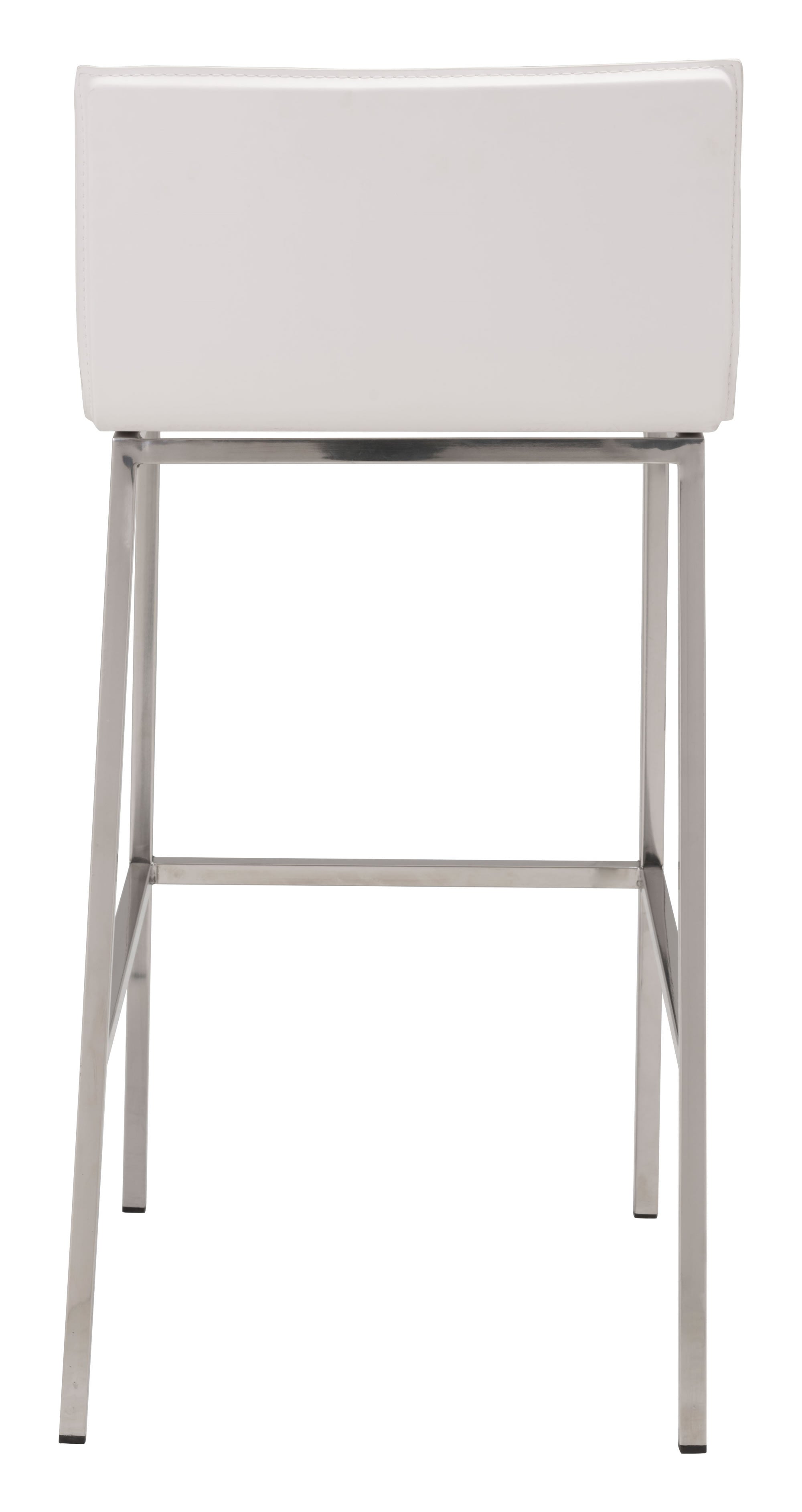 18.5" x 21.1" x 39" White, Leatherette, Stainless Steel, Barstool
