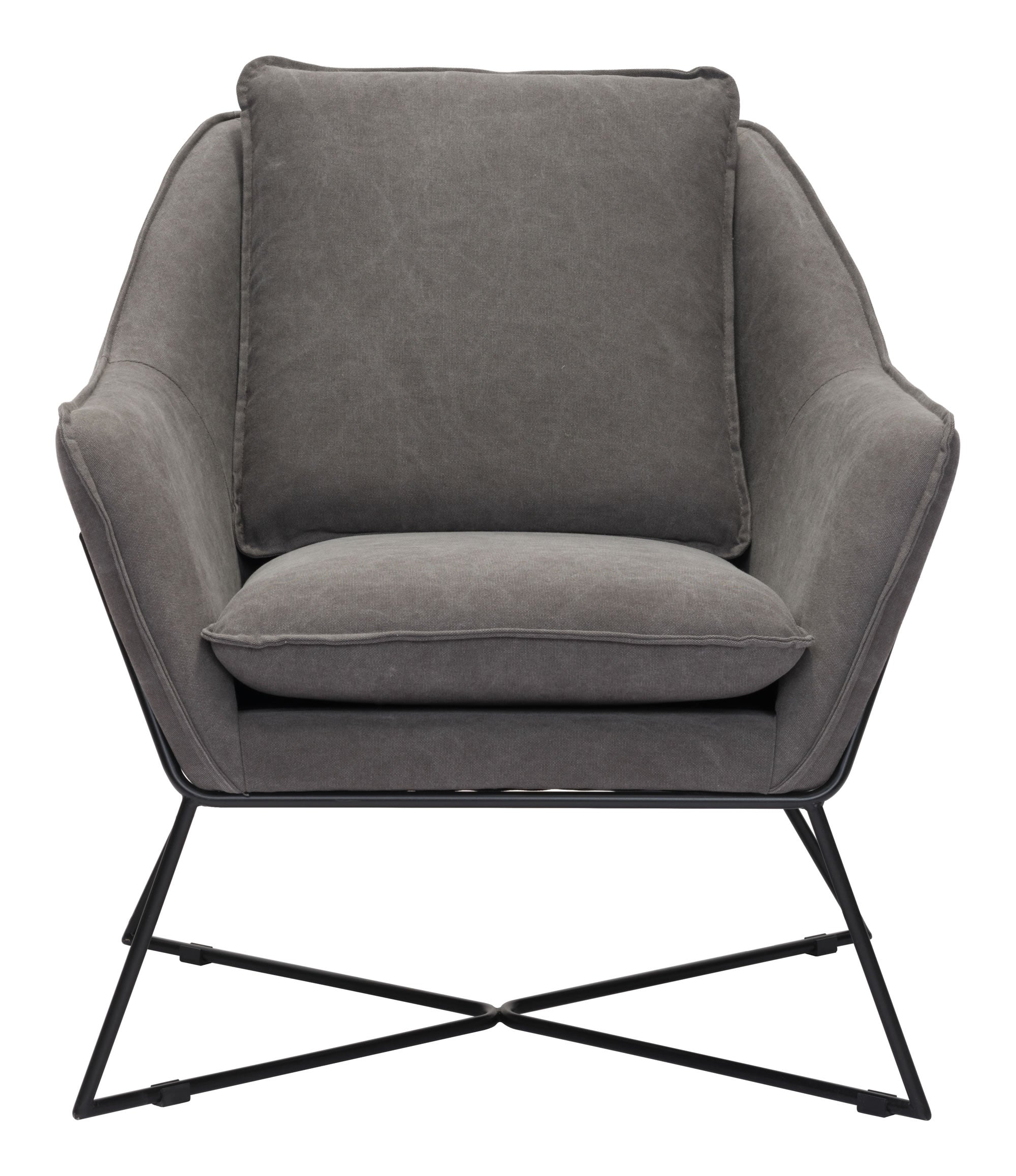 29.9" x 31.9" x 35" Gray, Canvas, Painted Steel, Lounge Chair