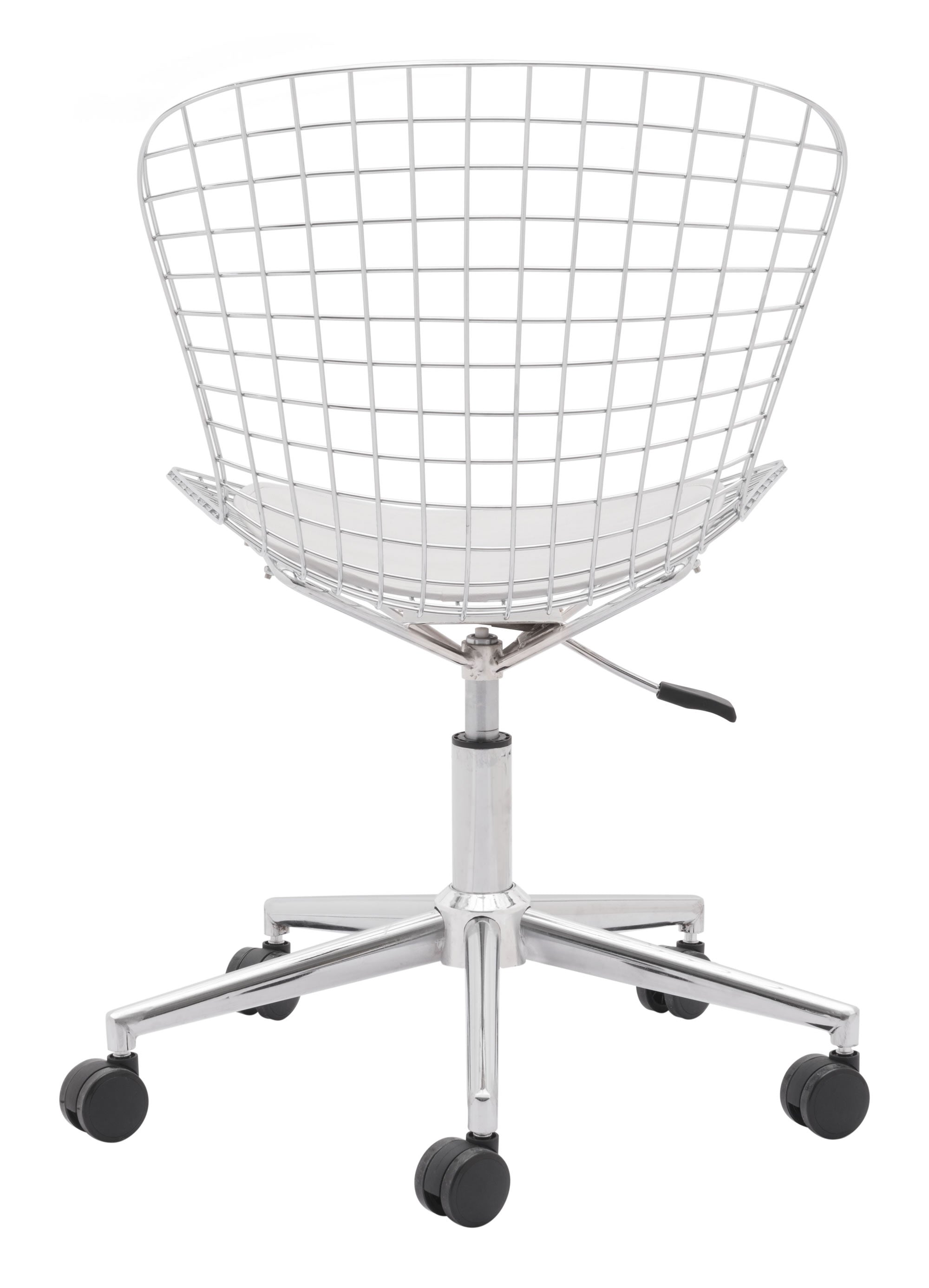 23.2" x 23.2" x 33.1" Chrome w/ White, Leatherette, Chromed Steel, Office Chair w/ Cushion