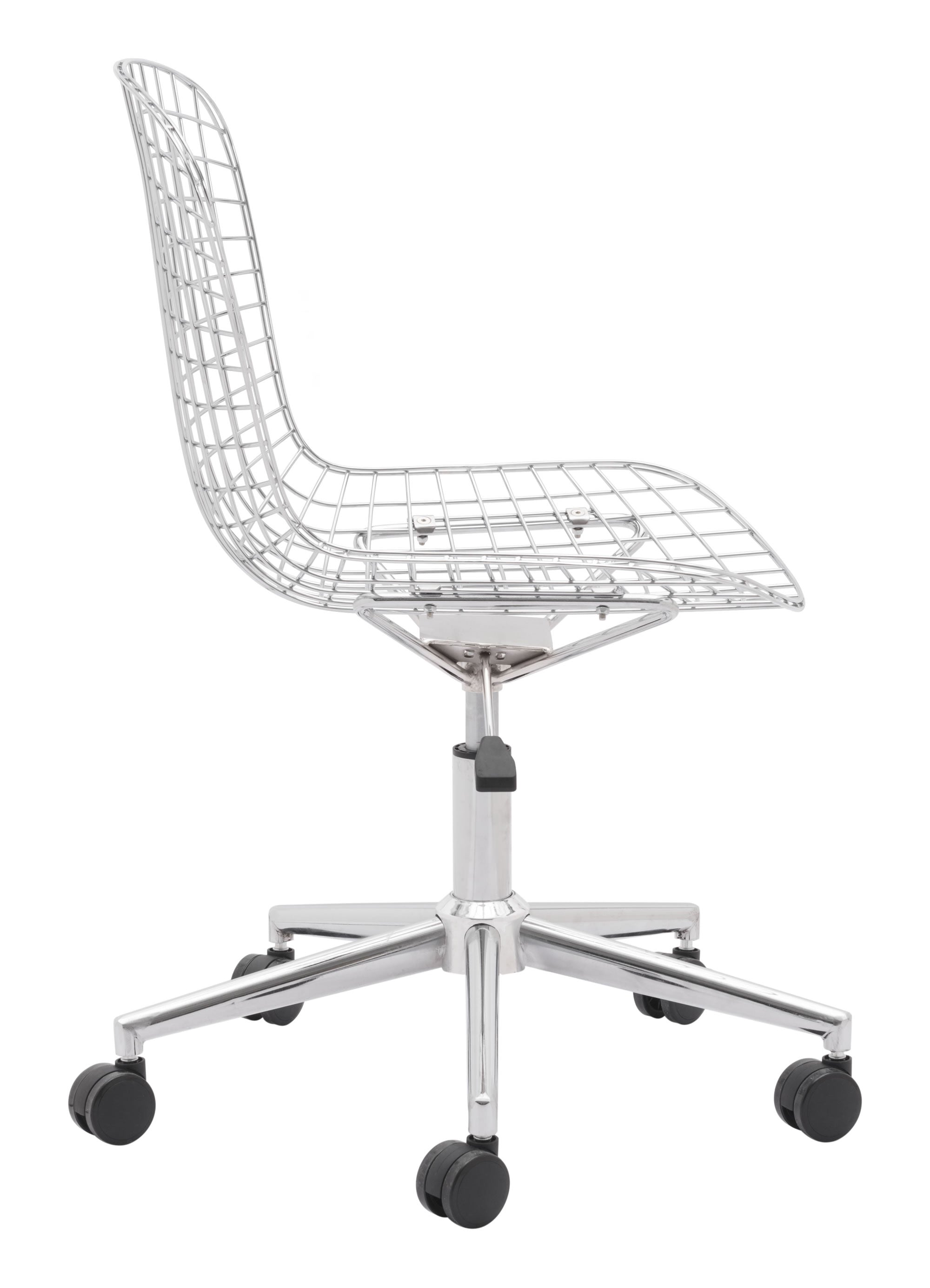 23.2" x 23.2" x 33.1" Chrome w/ White, Leatherette, Chromed Steel, Office Chair w/ Cushion