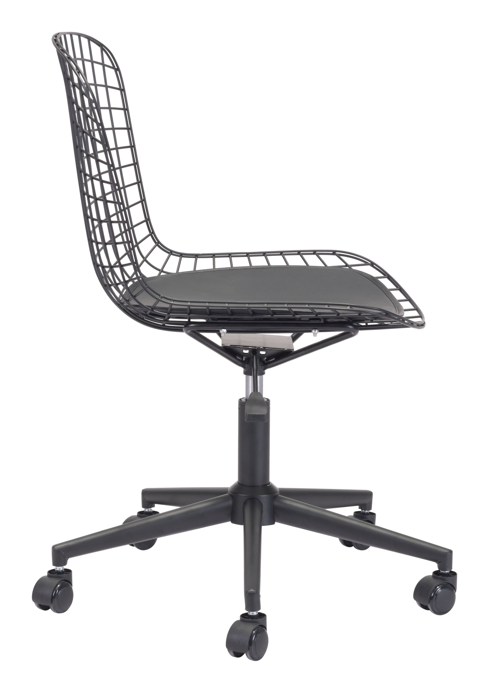 23.2" x 23.2" x 33.1" Black, Leatherette, Chromed Steel, Office Chair w/ Cushion