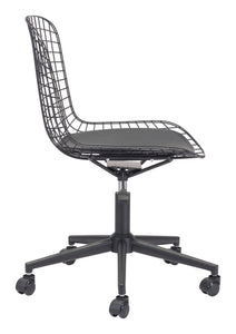 23.2" x 23.2" x 33.1" Black, Leatherette, Chromed Steel, Office Chair w/ Cushion