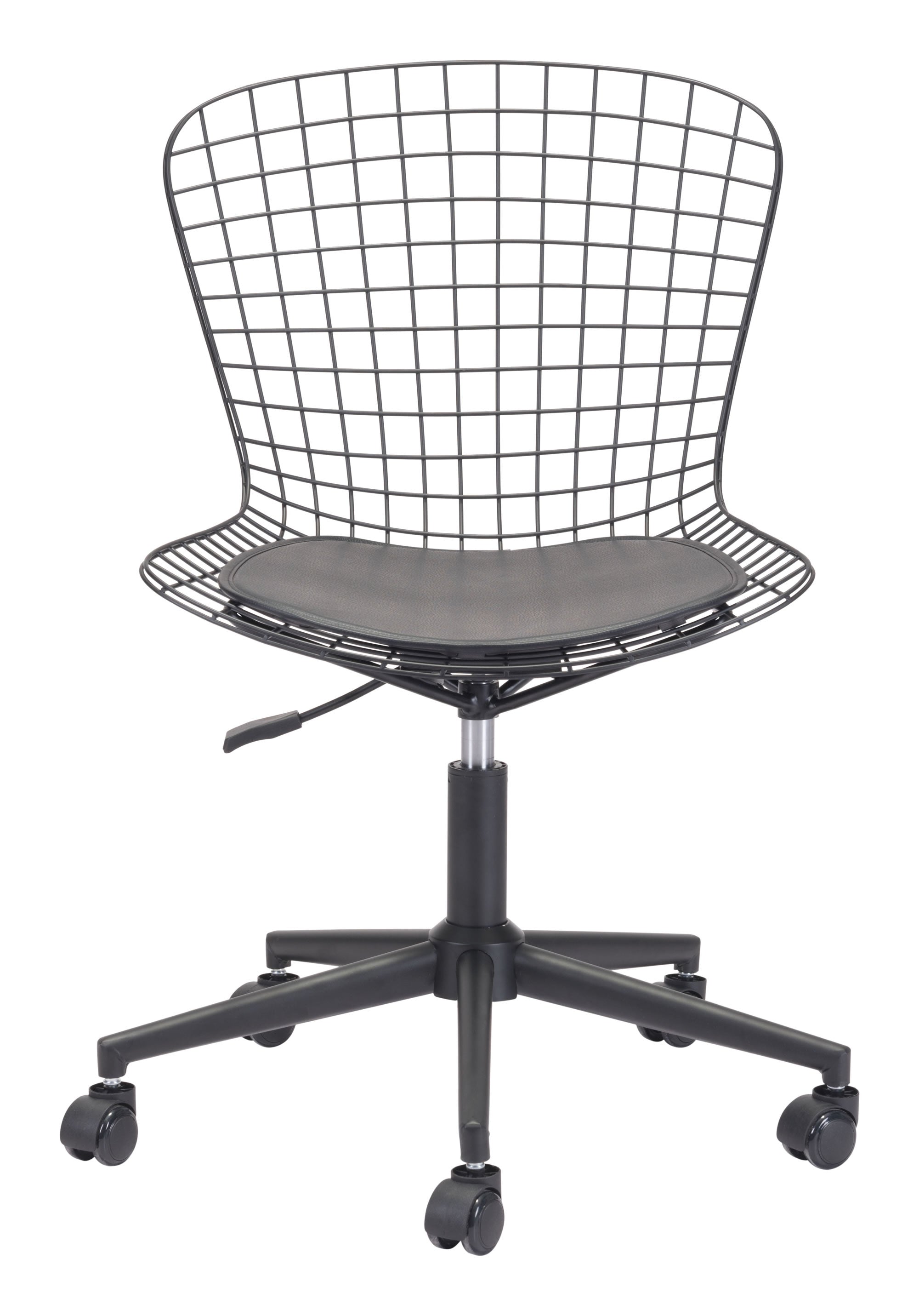 23.2" x 23.2" x 33.1" Black, Leatherette, Chromed Steel, Office Chair w/ Cushion
